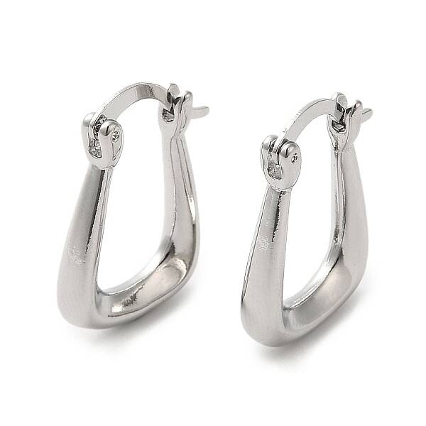 Rack Plating Brass Twist Trapezoid Hoop Earrings for Women