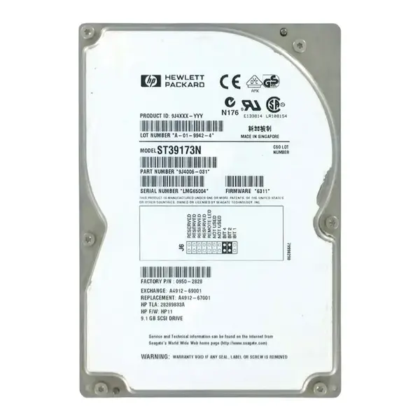 9J4006-031 Seagate 9.1GB Ultra-320 SCSI 7200 3.5-inch 512KB Hard Drive