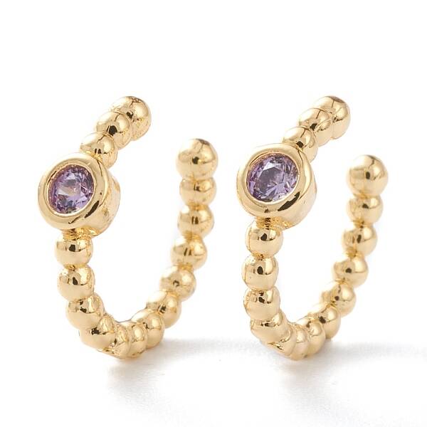 Brass Micro Pave Cubic Zirconia Cuff Earrings