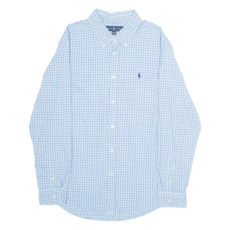 RALPH LAUREN Boys Shirt Blue Check Long Sleeve XL