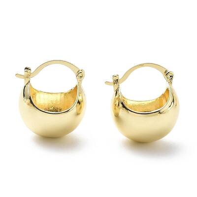 Brass Basket Thick Hoop Earrings for Women