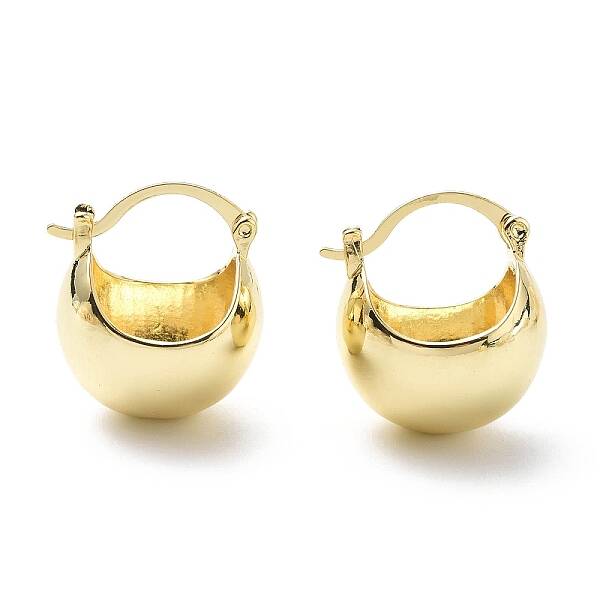 Brass Basket Thick Hoop Earrings for Women