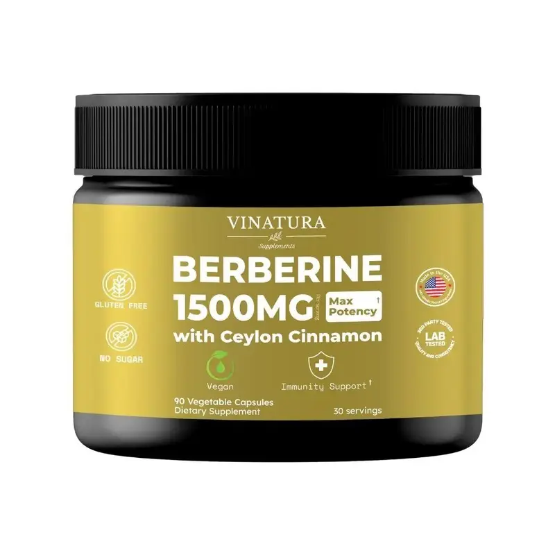 VINATURA Berberine 1500mg with Ceylon Cinnamon 90 Capsules for Immune System Support Natural Edible Dietary Supplement Made i...