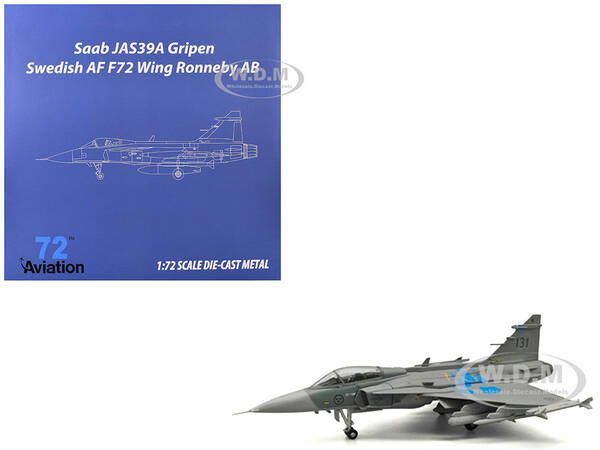 Saab JAS 39A Gripen Fighter Aircraft 131, F 7 Wing, Cats Paw Livery, Satenas Air Base (2006) Swedish Air Force 1/72 Diecast...