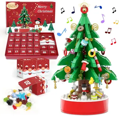 Advent Calendar 2025 Kids & Adult, 24 Pack Christmas Tree Building Blocks with Music, Christmas Countdown Calendar, Ideal Gif...