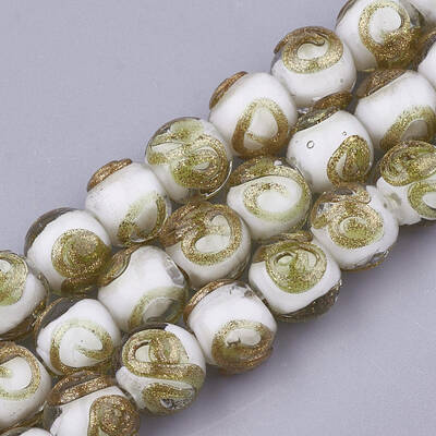 Handmade Gold Sand Lampwork Beads