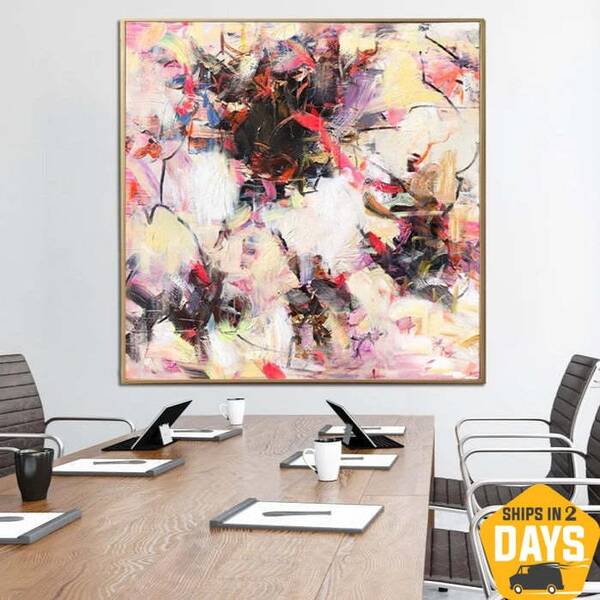 Extra Large Original Beige Paintings On Canvas Modern Colorful Expressionism Art Textured Painting Hand Painted Art For Indie...