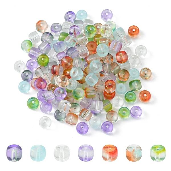 140Pcs 7 Colors Transparent Glass Beads