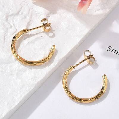 304 Stainless Steel C-Shaped Stud Earrings