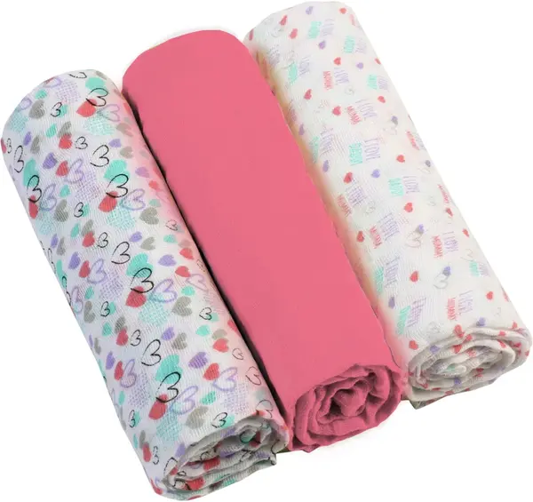 BabyOno Diaper Super Soft Cloth Diapers Pink 70 × 70 cm 3 pcs