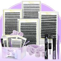 Eyelash Extension Kit, 1 Box Individual False Eyelashes with Eyelash Glue & Remover & Tweezers & Headband & Wristband, Eye Ma...