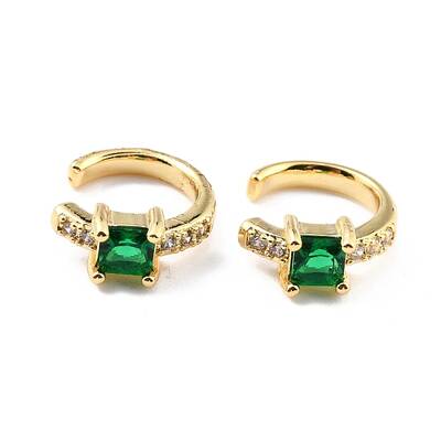 Brass Micro Pave Cubic Zirconia Cuff Earrings