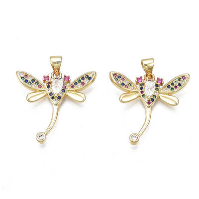 Brass Micro Pave Cubic Zirconia Pendants