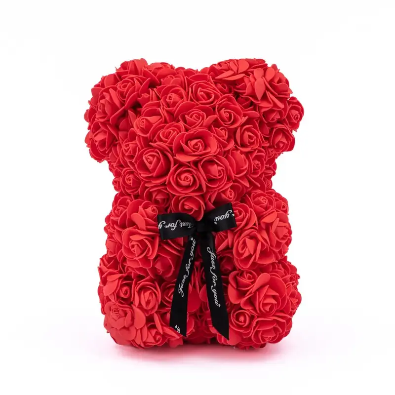 Artificial Rose Bear, 1 Count Cute Bear Shaped Artificial Rose Bouquet, Decorative Flower for Home Party, Birthday Gift