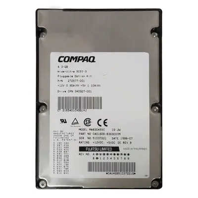 272577-001 HP 4.3GB Wide Ultra2 SCSI 7200 3.5-inch Hard Drive