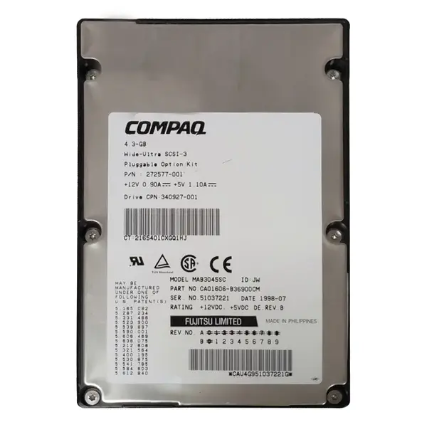 272577-001 HP 4.3GB Wide Ultra2 SCSI 7200 3.5-inch Hard Drive