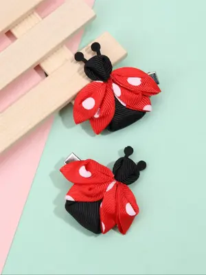 Cute Cartoon Ladybug Design Hair Clips, Fashionable Hair Accessories for Girls, Minimalist Headwear Suitable for Children Gir...
