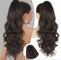 [Isaic hair]24 inch scrunchy clip ponytail hair extensions big wave ponytail for hour long going out party vacation photo sho...