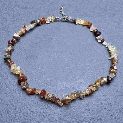 Natural Red Agate Chip Beaded Necklaces for Women