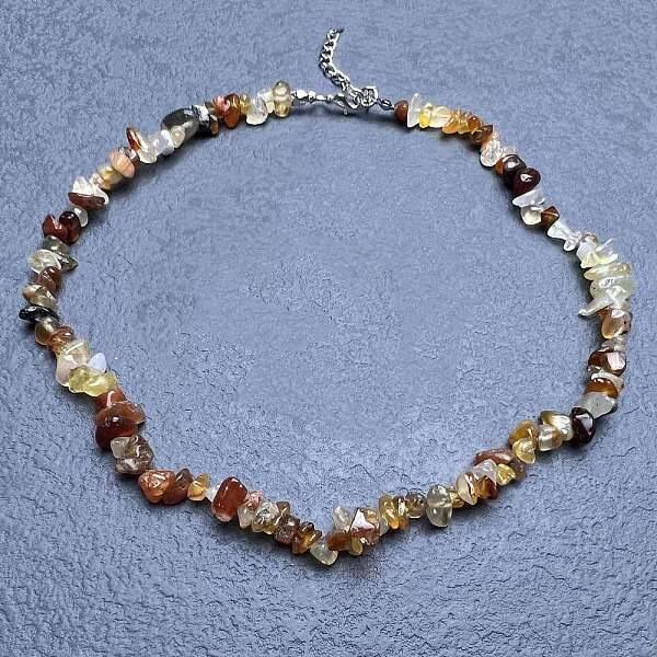 Natural Red Agate Chip Beaded Necklaces for Women
