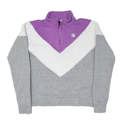 FILA Colourblock Sweatshirt Grey 1/2 Zip Womens S