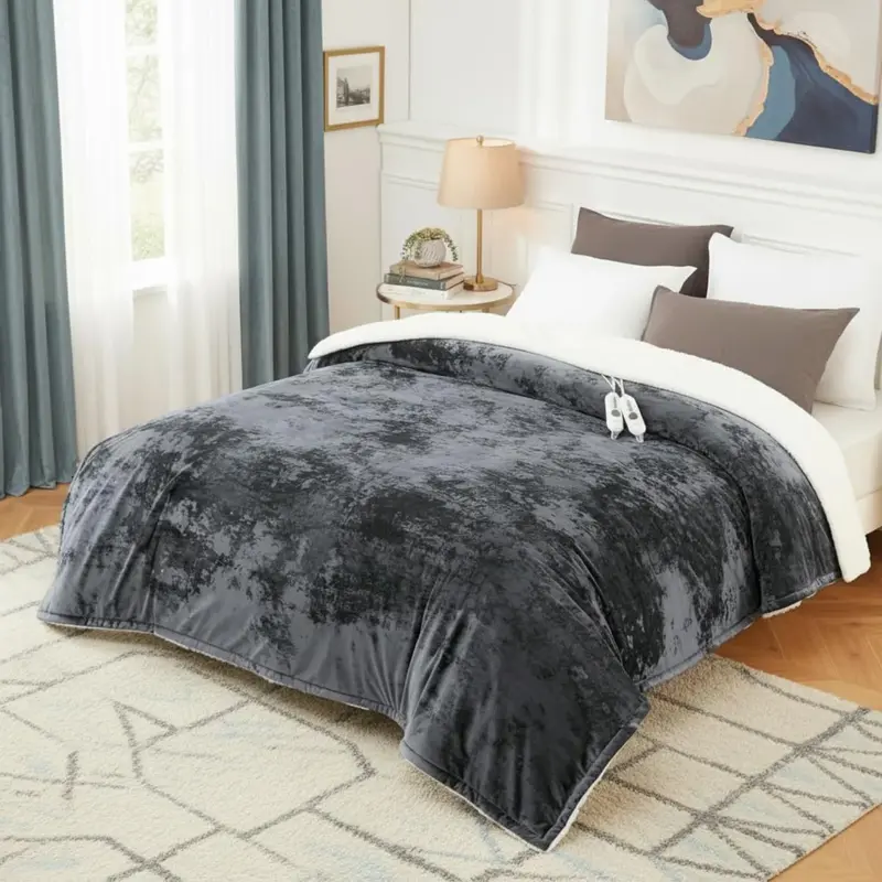 Garvee Electric Blanket Queen with Dual Controls, 4 Heat Settings & 10H Auto Off, Velvet Soft Heating Blankets, ETL Certified...