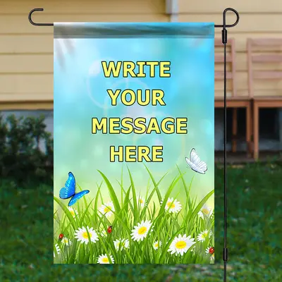 Personalized Pastoral Daisy Butterfly Garden Flag - Aperturee