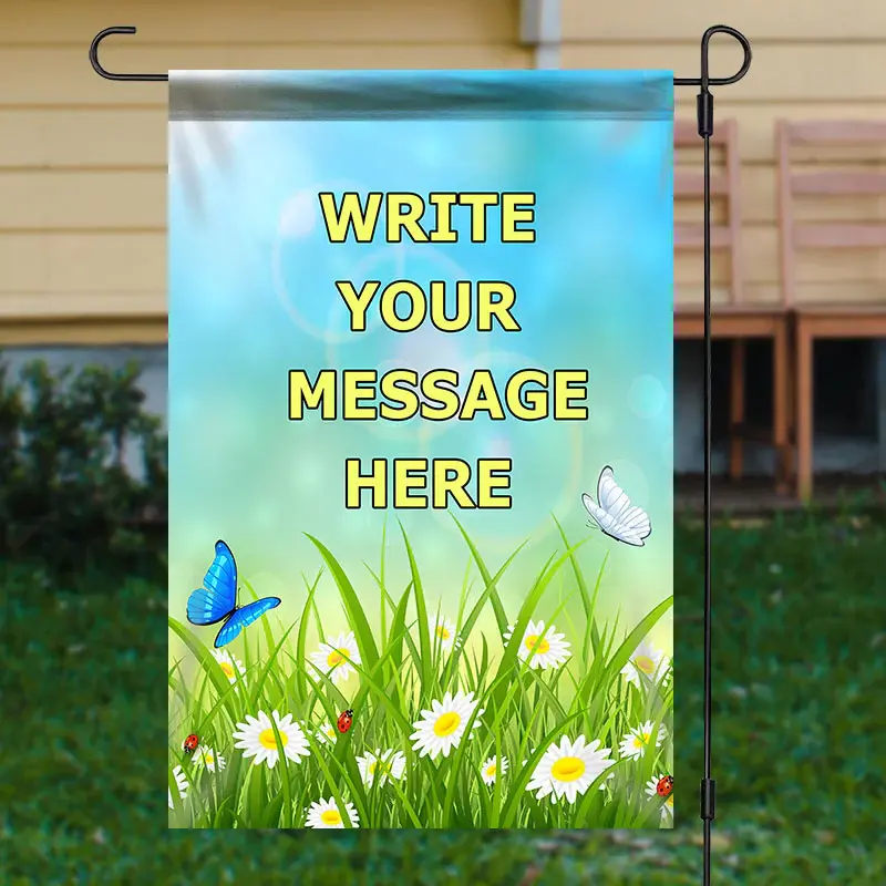 Personalized Pastoral Daisy Butterfly Garden Flag - Aperturee