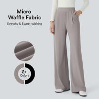 Halara Flex High Waisted Body Sculpt Waist-Slimming Side Pocket Wide Leg Micro Waffle Work Pants#Springtok
