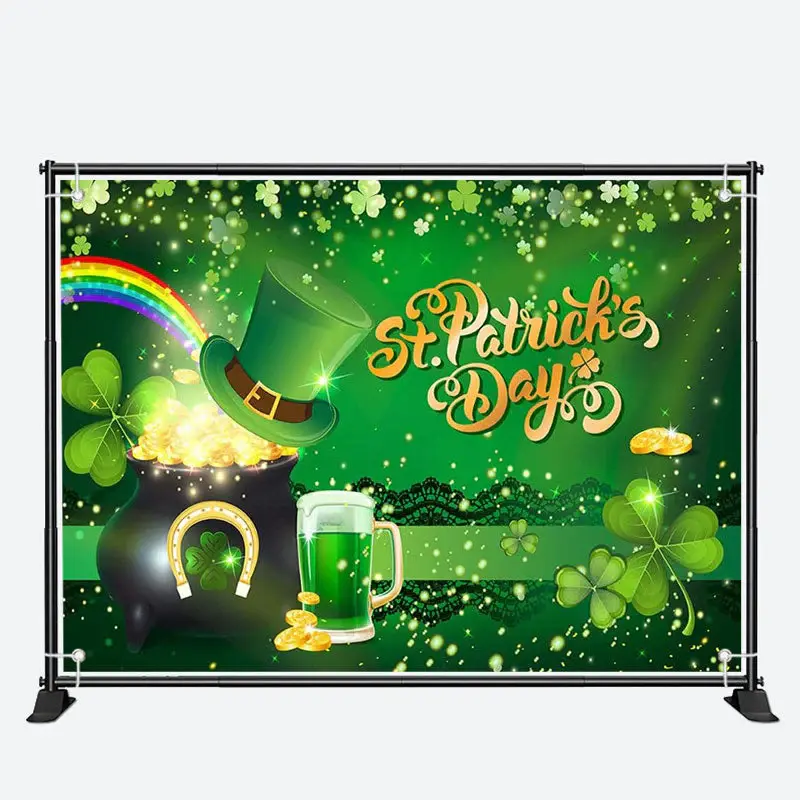 Gold Coin Beer Green Clover St Patricks Day Backdrop - Aperturee