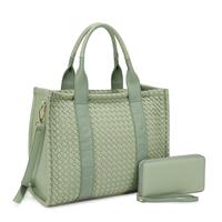 2025 Woven Quilted Tote & Wallet Set - Stylish Square Women's Bag Combo, Spacious & Trendy for Daily Use