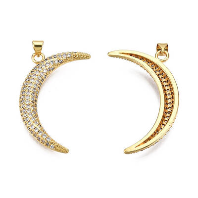 Brass Micro Pave Clear Cubic Zirconia Pendants
