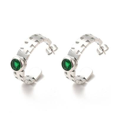 Emerald Rhinestone Geometry Stud Earrings