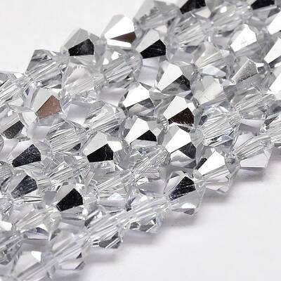 Imitate Austrian Crystal Electroplate Bicone Glass Faceted Bead Strands