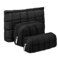Puffy Quilted Makeup Bag Trio
