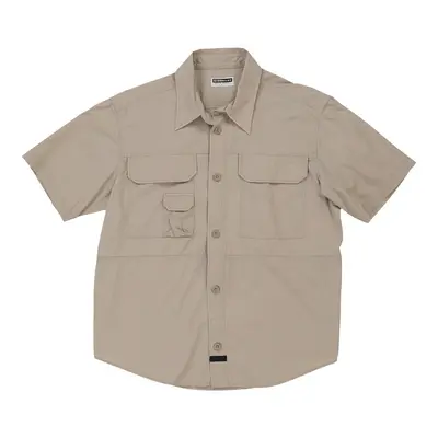 Giordano Short Sleeve Shirt - Large Beige Cotton