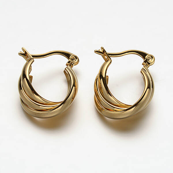 Oval 304 Stainless Steel Triple Hoop Earrings