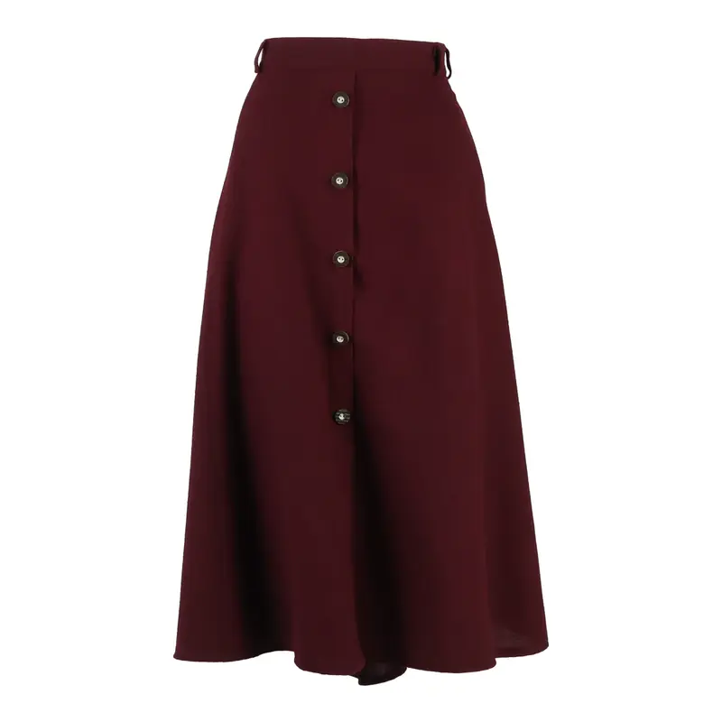 Womens A-Line Skirt Maroon Midi Viscose XL