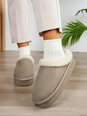 Solid Color & Leopard Pattern Soft Slippers for Galentineday Gift, Casual Trendy Fluffy Home Slippers, Warm Bedroom Slippers ...