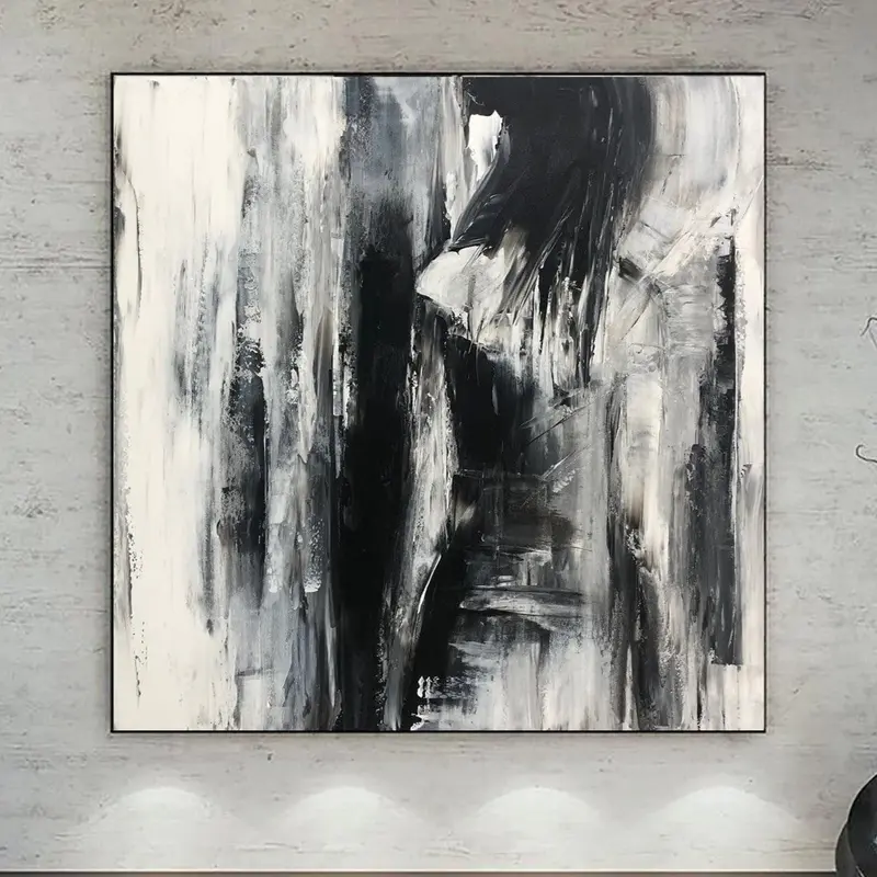 Modern Painting Canvas Minimalist Wall Art Abstract Black And White Painting Acrylic Fine Art Handmade Painting On Canvas Mon...