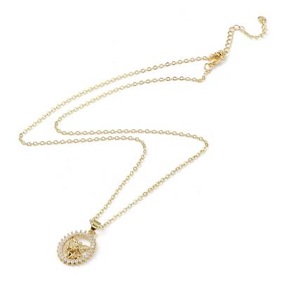 Brass Micro Pave Cubic Zirconia Pendants Necklace