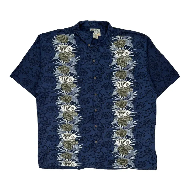 Play To Win Big Dogs Graphic Hawaiian Shirt - 2XL Blue Viscose