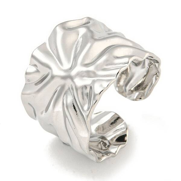 Non-Tarnish 304 Stainless Steel Hammered Open Cuff Ring