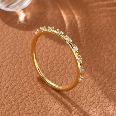 Brass Micro Pave Clear Cubic Zirconia Finger Rings
