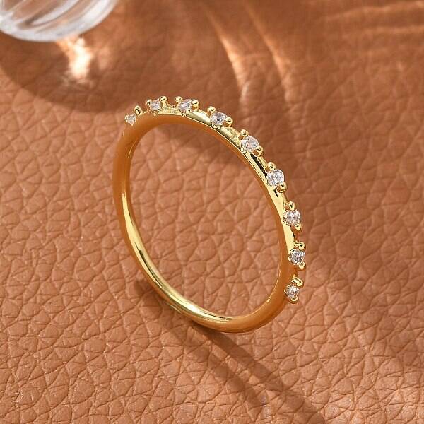 Brass Micro Pave Clear Cubic Zirconia Finger Rings
