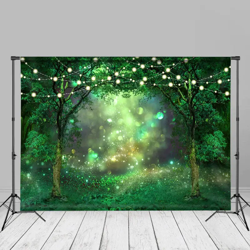 Bokeh Green Glitter Light Forest Spring Backdrop - Aperturee