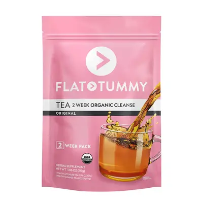 Organic Tea for Natural Bloat Relief - 14 Day Flat Tummy Tea 2-Step with Gluten-Free, Vegan-Friendly Ingredients, Supports Di...