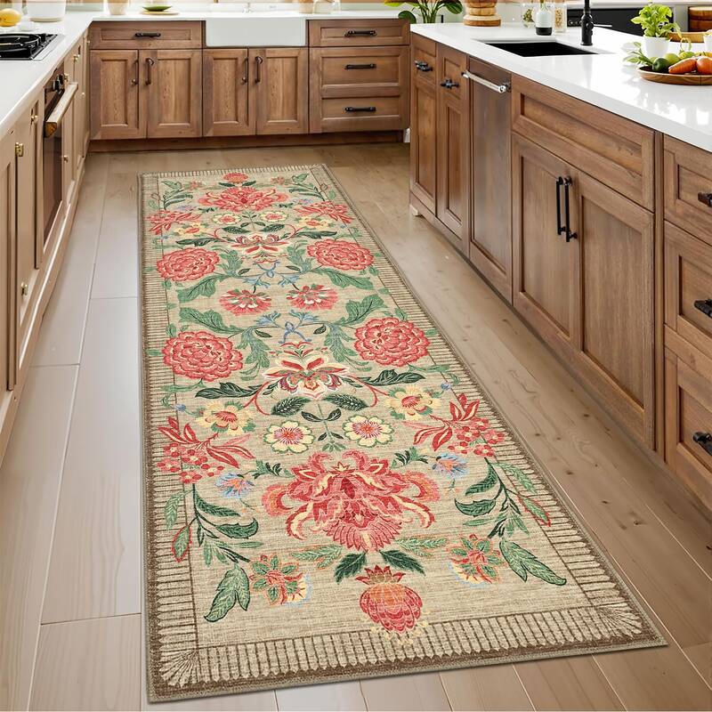 Garvee Indoor Washable Low Pile Runner Rug Modern Printed Soft Non-Slip Polyester Foldable Portable Living Room Bedroom Carpe...