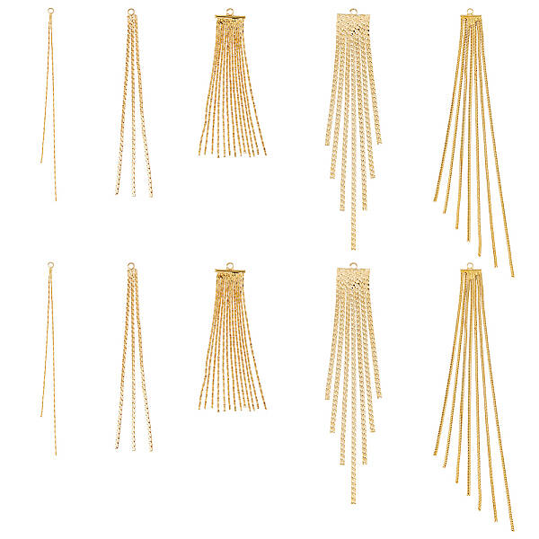 10Pcs 5 Style Brass Chain Tassel Big Pendants