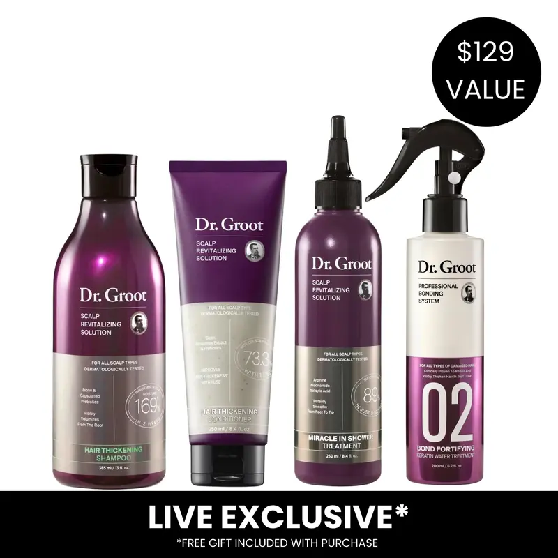 Dr. Groot 3-Step Bundle + Professional Bonding System Keratin Water Treatment